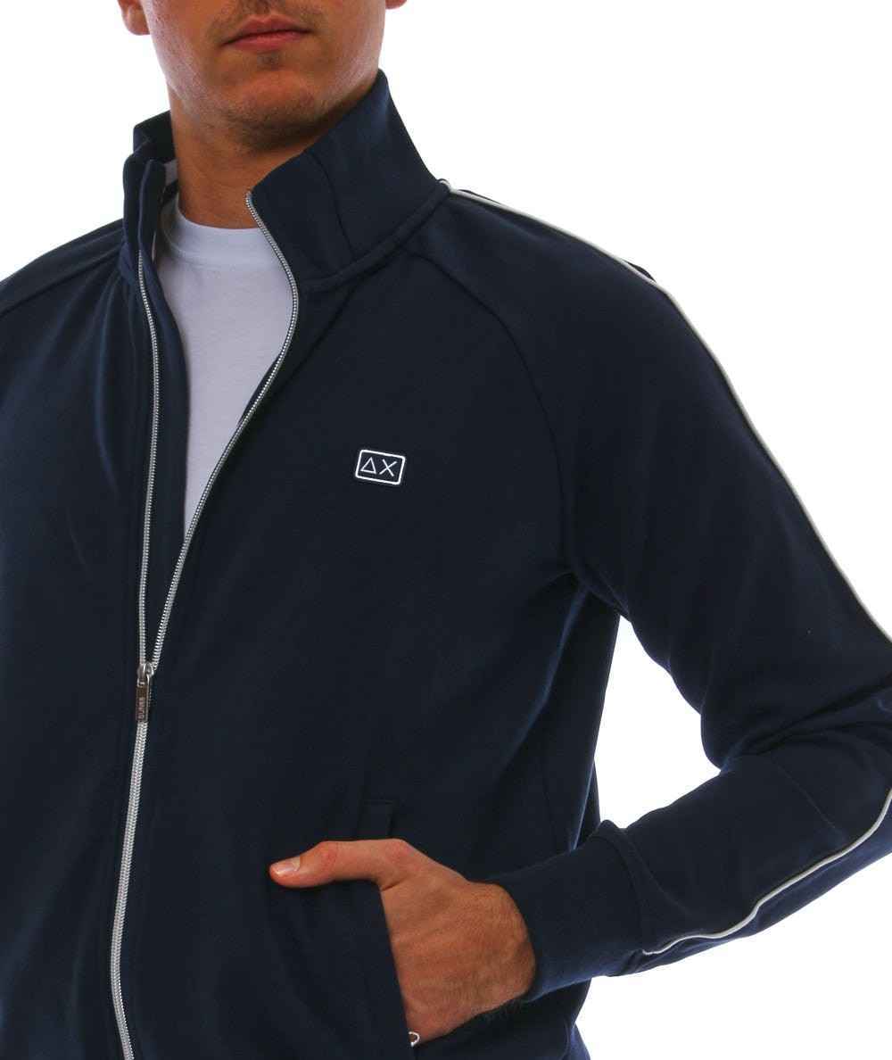 MAGLIA FELPA FELPE ZIP UOMO SUN68 F31107 COTONE 07 BLU ORIGINALE PE 2022