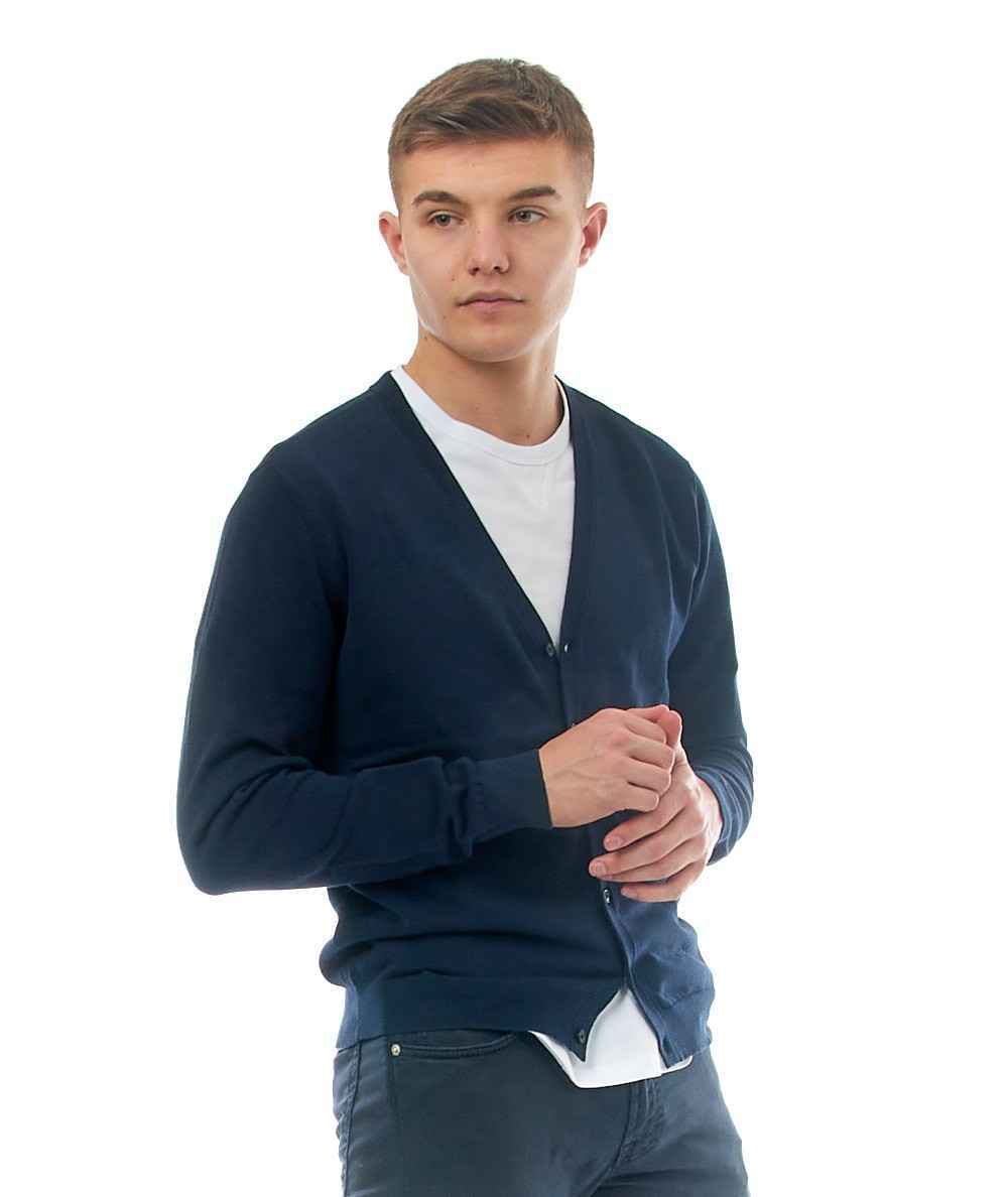 MAGLIA CARDIGAN MAGLIE UOMO SUN68 K32121 COTONE 07 BLU ORIGINALE PE 2022