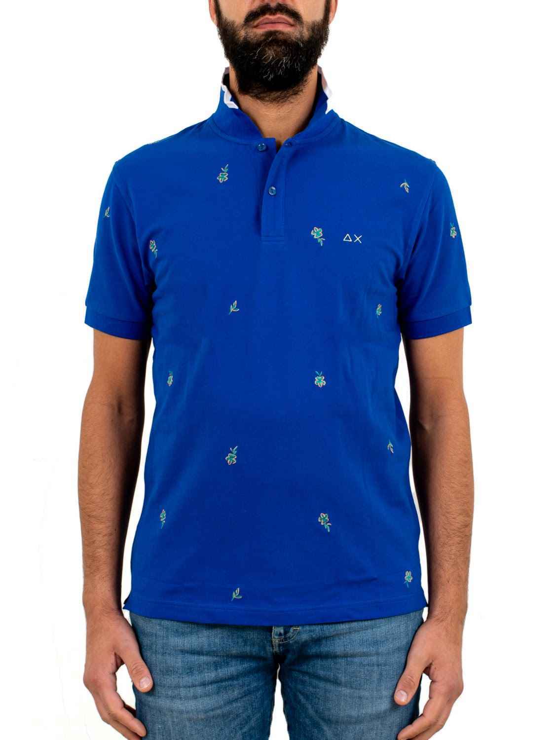 MAGLIA POLO T SHIRT MAGLIE UOMO SUN68 A32126 COTONE 58 ROYAL ORIGINALE PE 2022