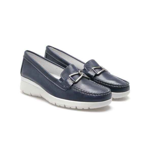 SCARPE MOCASSINO CASUAL DONNA ENVAL SOFT O 1757011 PELLE BLU RIGINALE PE 2022