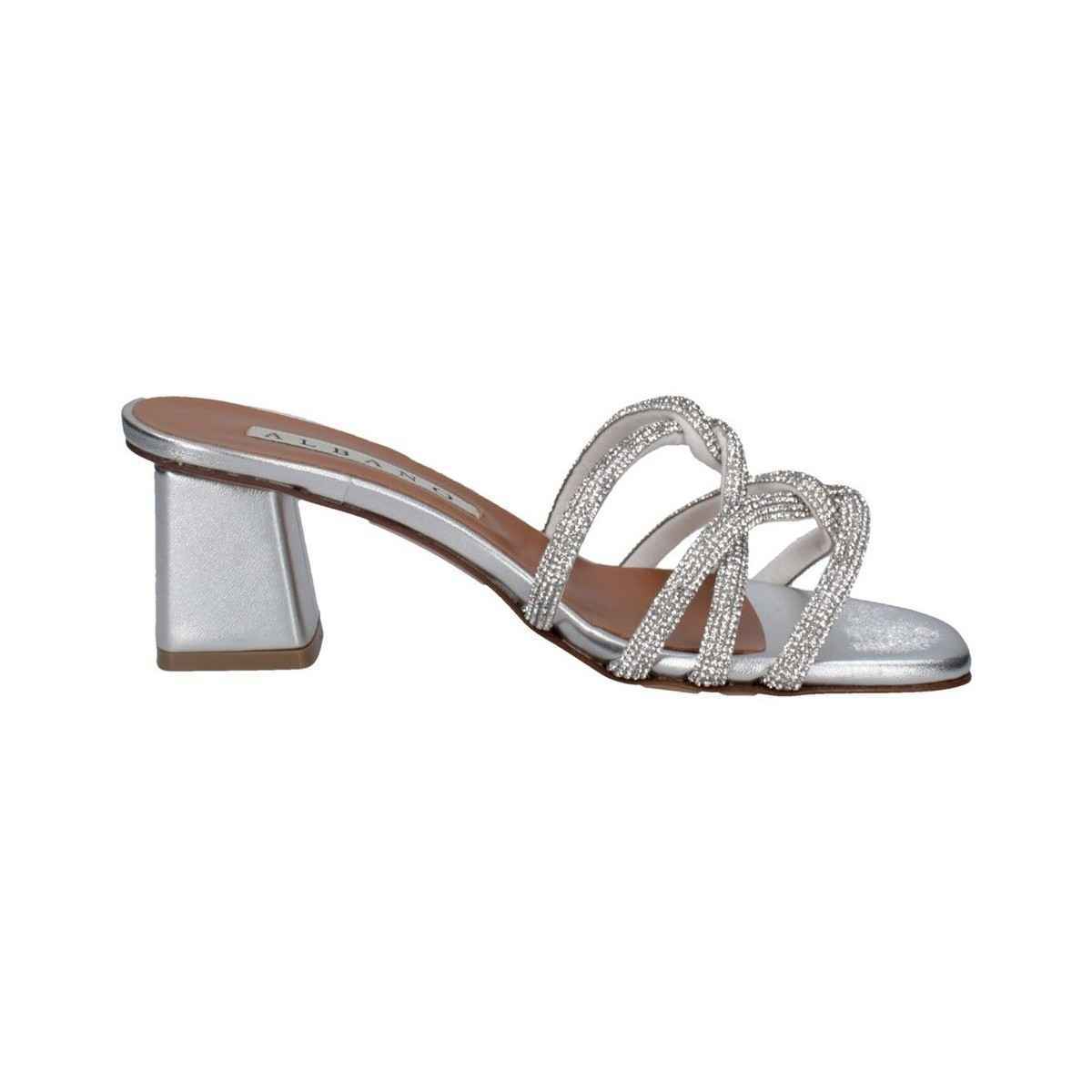 SCARPE SANDALO SANDALI TACCO DONNA ALBANO A3111 PELLE ARGENTO ORIGINALE PE 2022