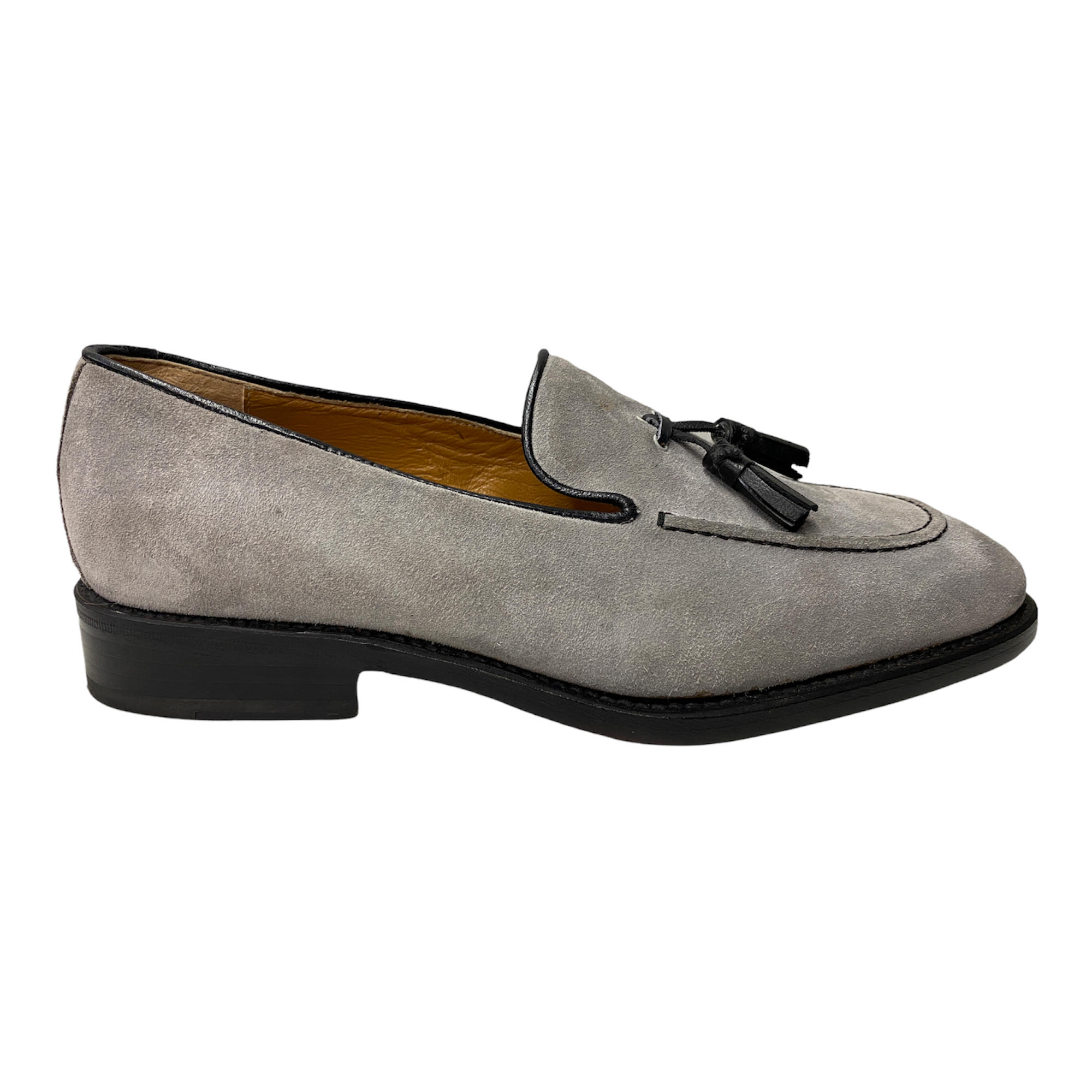 SCARPE MOCASSINO UOMO LAVORAZIONE ARTIGIANALE 11500 PELLE GRIGIO ORIGINALE AI