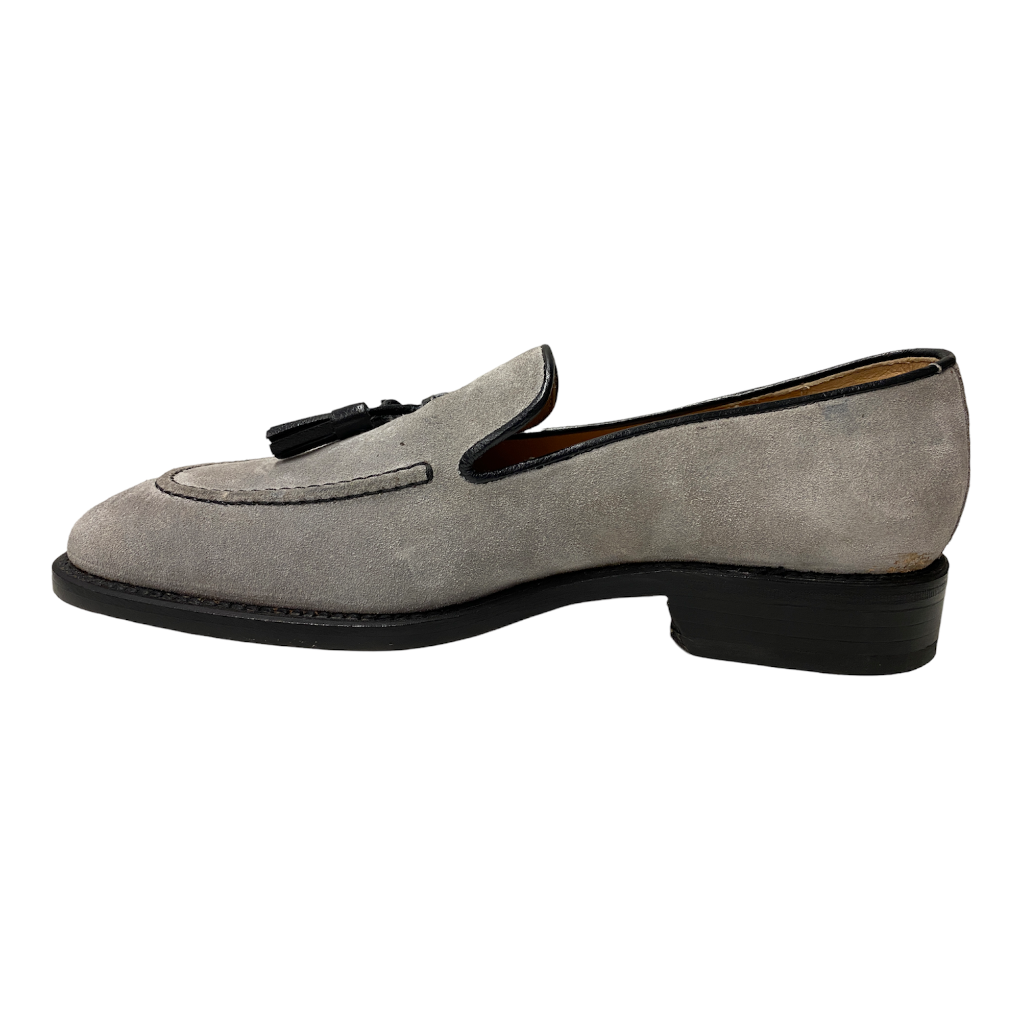 SCARPE MOCASSINO UOMO LAVORAZIONE ARTIGIANALE 11500 PELLE GRIGIO ORIGINALE AI