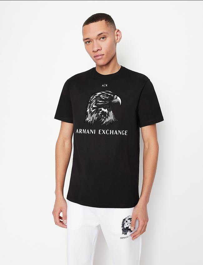MAGLIA T SHIRT UOMO AX ARMANI EXCHANGE 3LZTAQ ZJ6QZ COTONE NERO ORIGINAL PE 2022