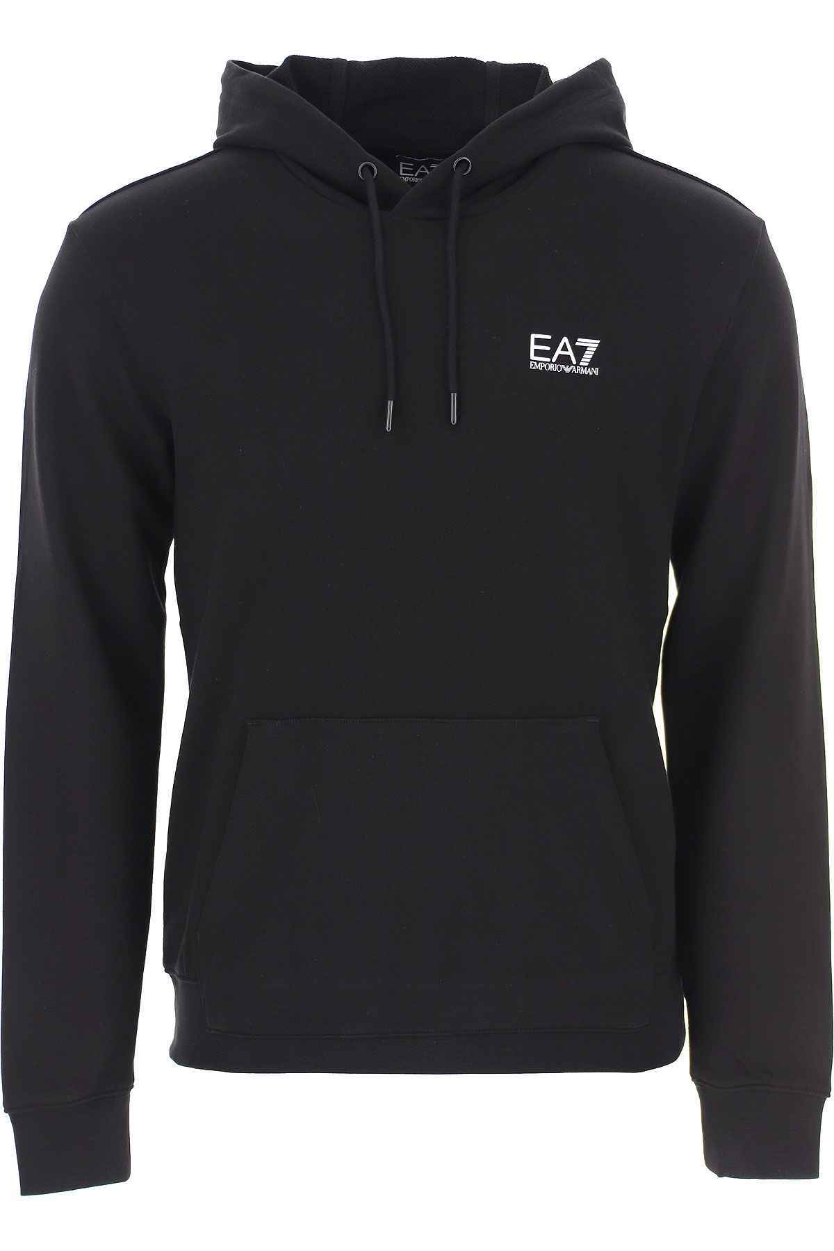 MAGLIA FELPA UOMO EA7 EMPORIO ARMANI 3LPM61 PJEQZ COTONE NERO ORIGINALE PE 2022