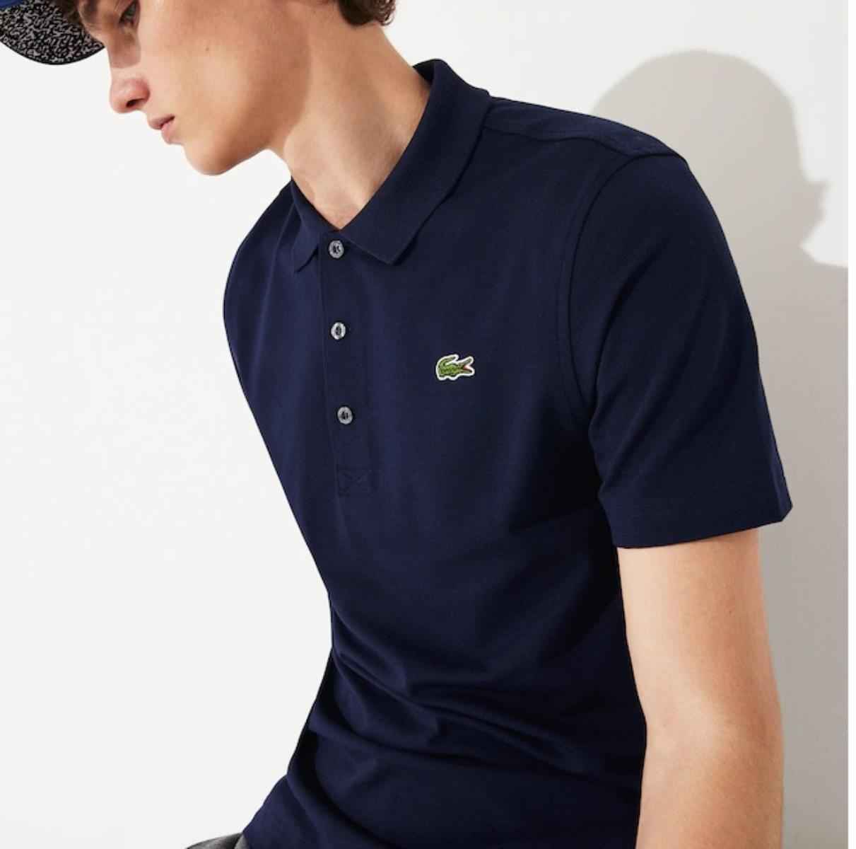 MAGLIA POLO T SHIRT UOMO LACOSTE L1230 00 Q1Y GG2707 COTONE BLU ORIGINAL PE 2022