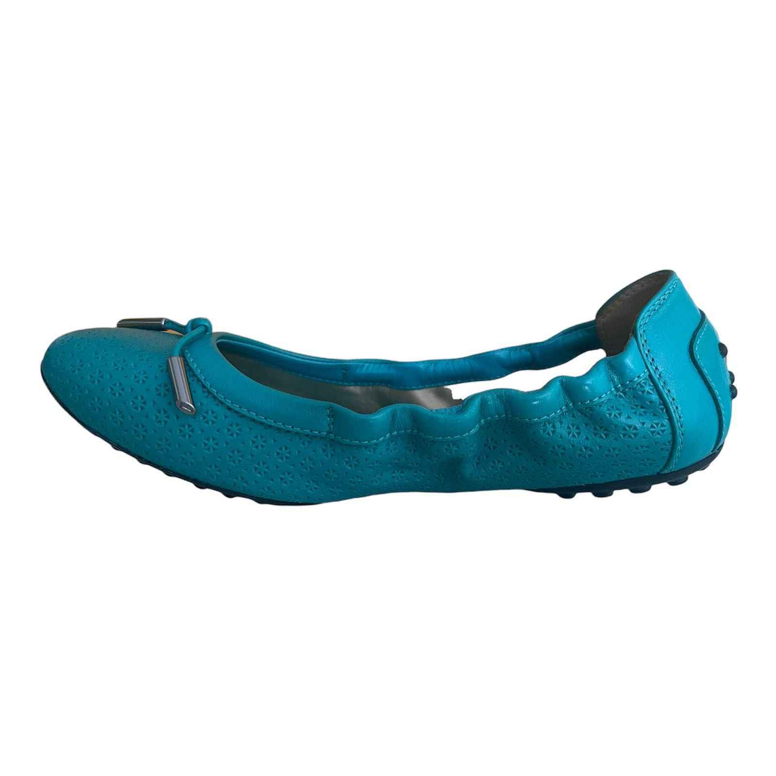 SCARPE MOCASSINO BALLERINA DONNA TODS TOD S PELLE VERDE ORIGINALE PE