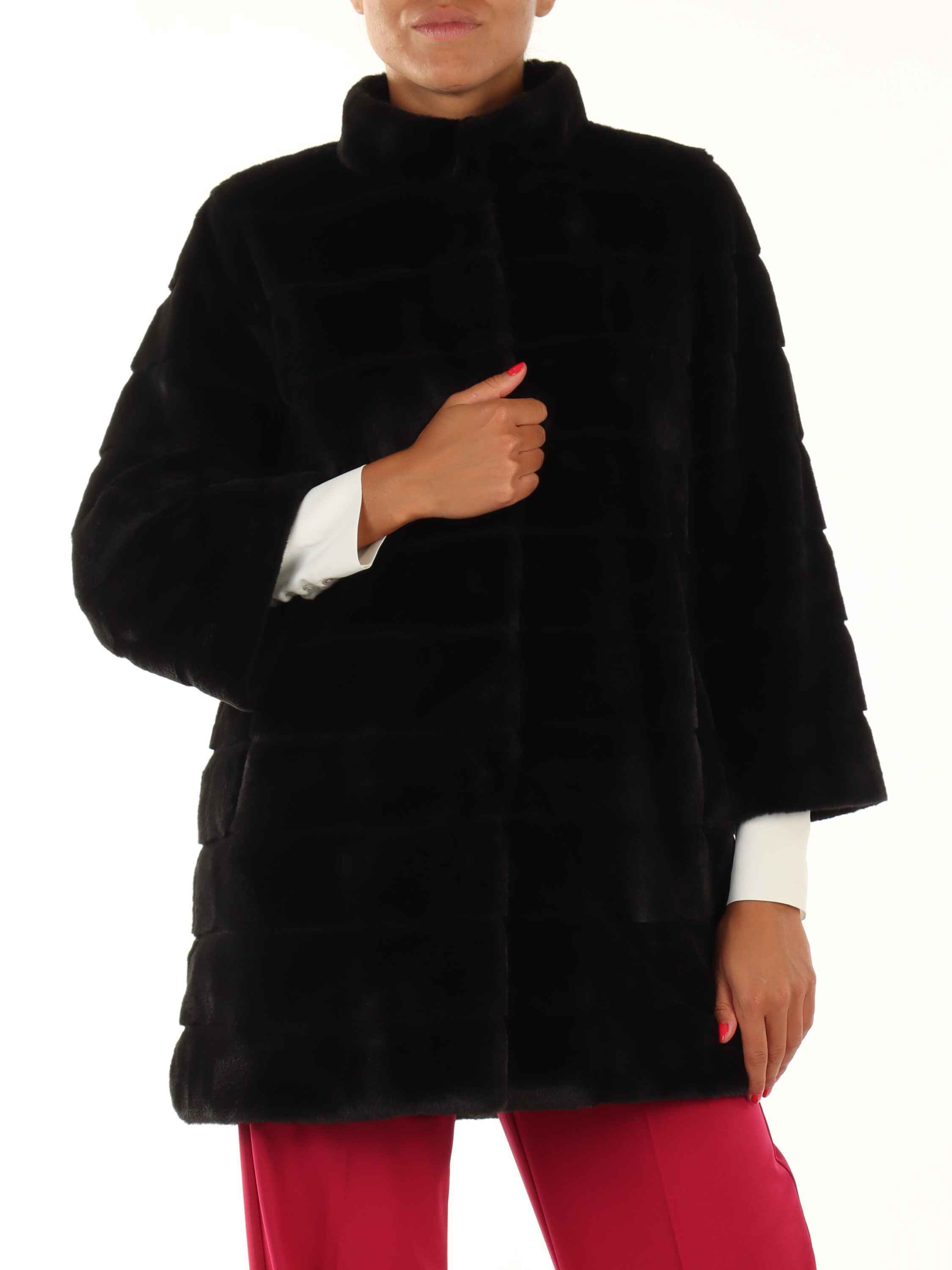 CAPPOTTO ECO PELLICCIA DONNA EMME MARELLA VITALBA 5456039 NERO AI 2022 2023