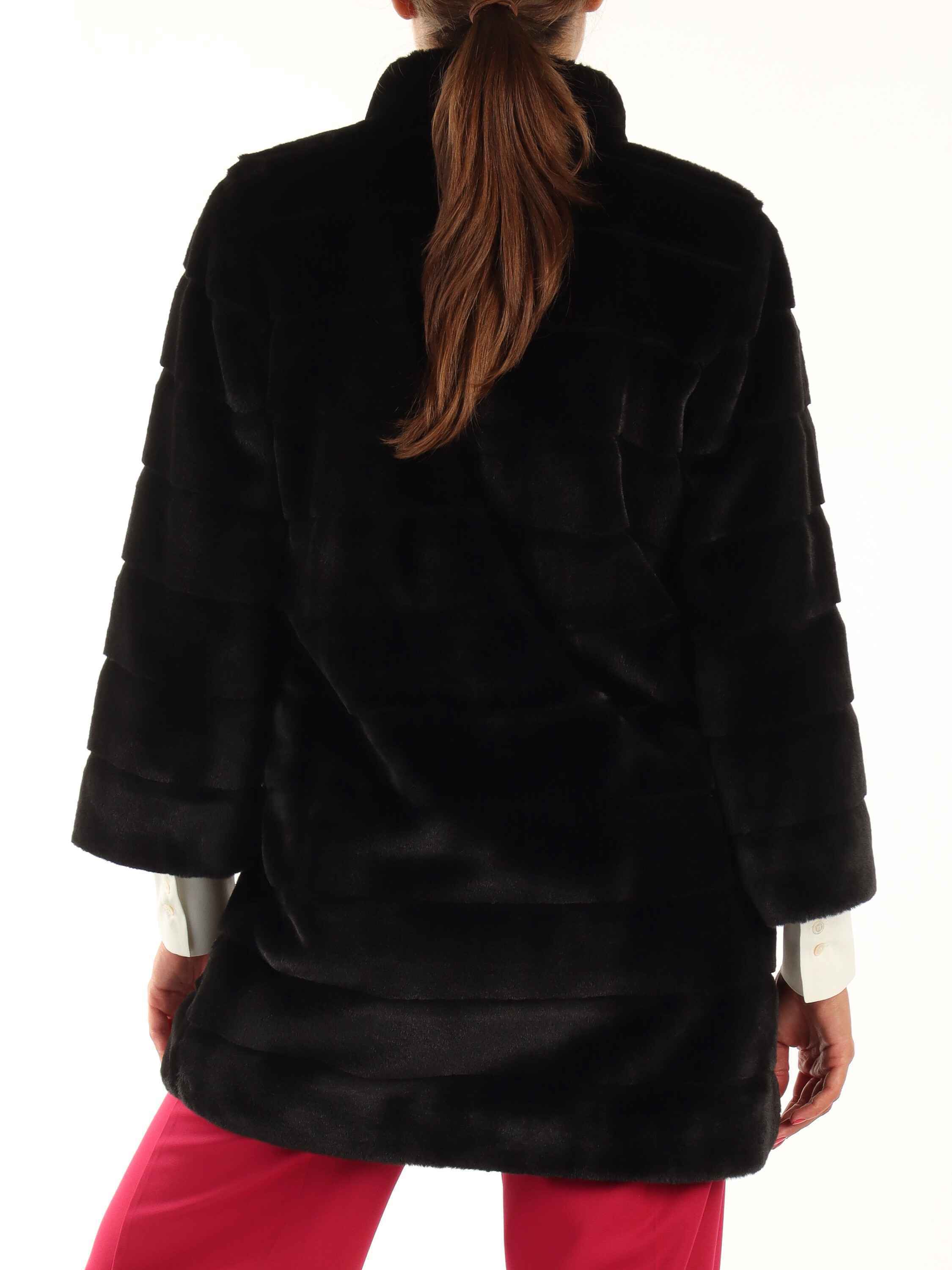 CAPPOTTO ECO PELLICCIA DONNA EMME MARELLA VITALBA 5456039 NERO AI 2022 2023