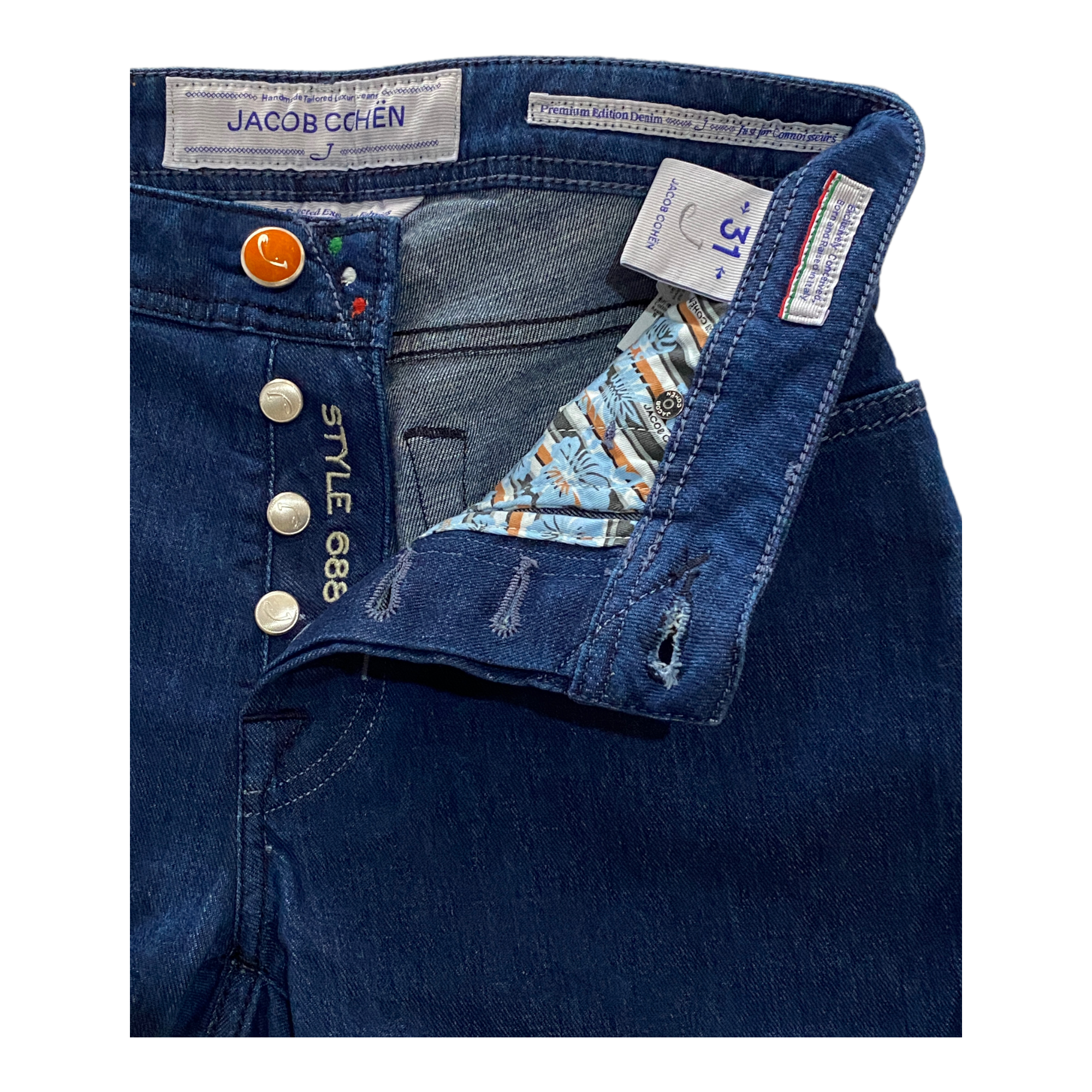 PANTALONE JEANS UOMO JACOB COHEN J688 X0530112W 70 COTONE BLU ORIGINALE PE