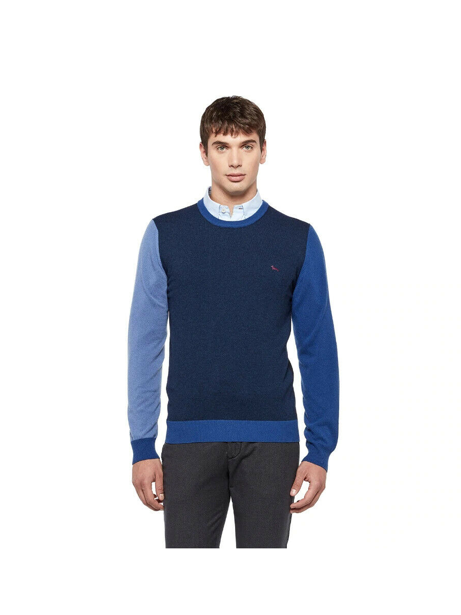 MAGLIA MAGLIONE MAGLIE UOMO HARMONT E BLAINE HRC158 LANA BLU ORIGINALE AI