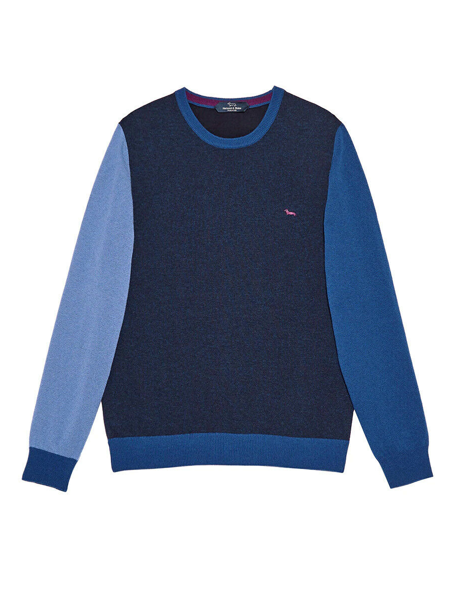 MAGLIA MAGLIONE MAGLIE UOMO HARMONT E BLAINE HRC158 LANA BLU ORIGINALE AI