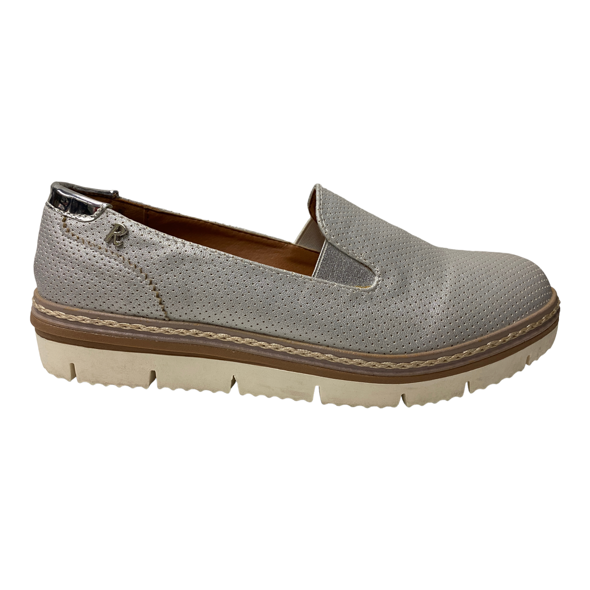 SCARPE CASUAL SLIP ON DONNA REFRESH 63570 ECO PELLE ARGENTO ORIGINALE PE