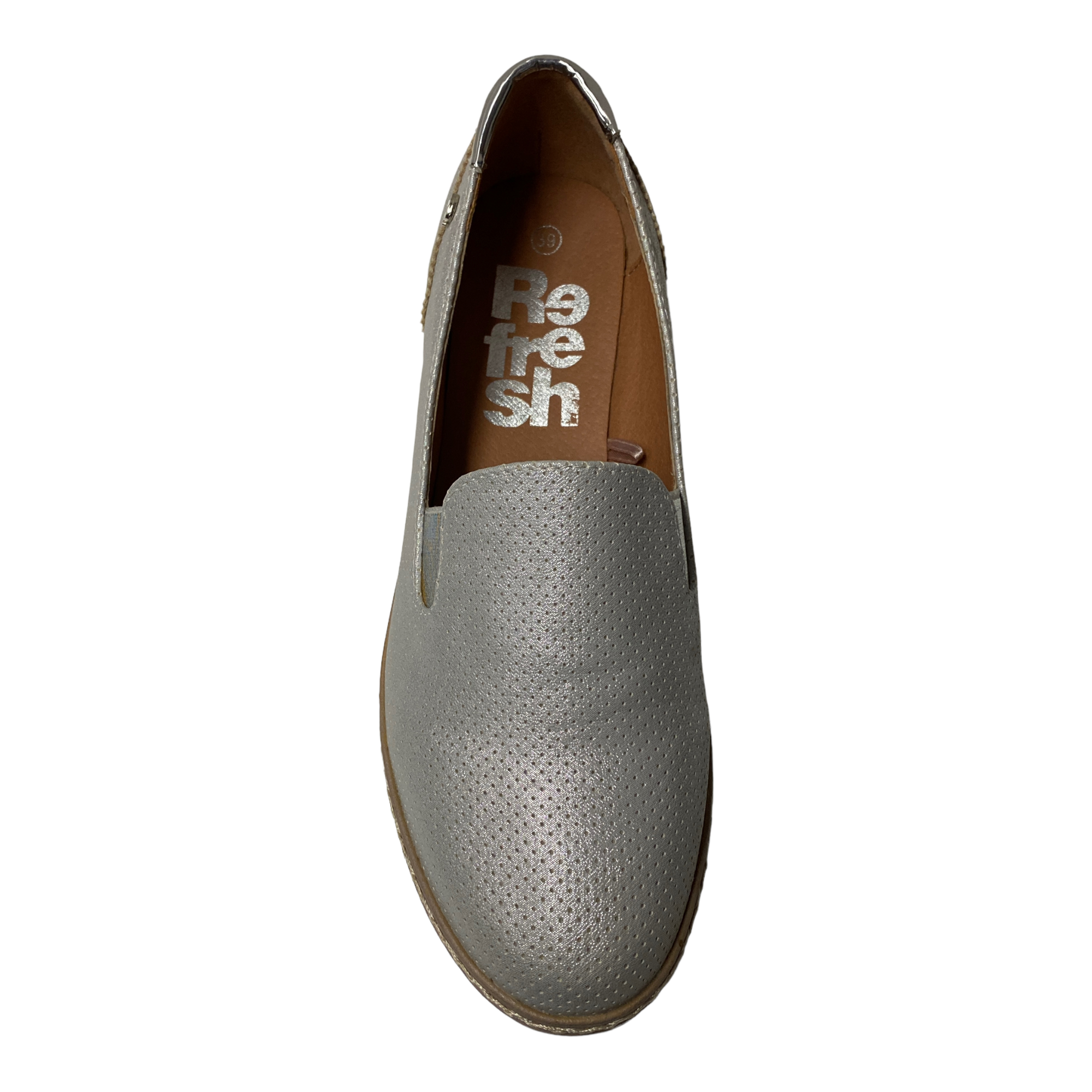 SCARPE CASUAL SLIP ON DONNA REFRESH 63570 ECO PELLE ARGENTO ORIGINALE PE