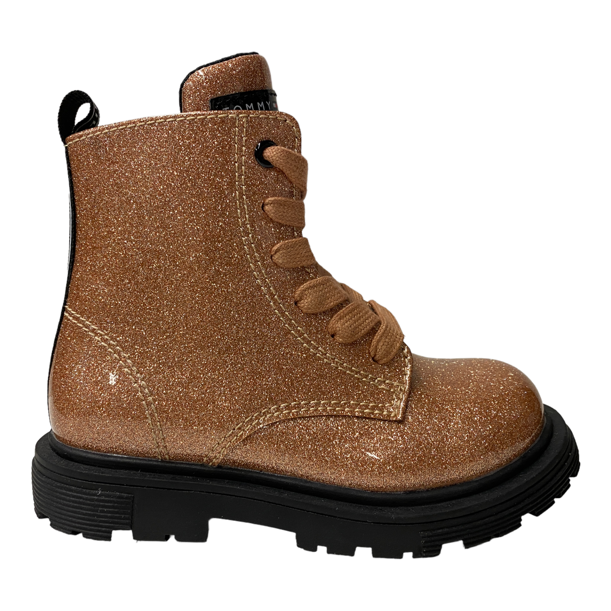 SCARPE ANFIBIO STIVALETTO BAMBINA TOMMY HILFIGER SVTRFJ CAMA8 MARRONE ORIGINALE