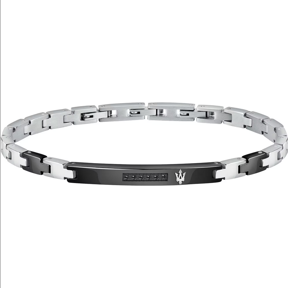 BRACCIALE UOMO MASERATI JM521ATY10 ACCIAIO DIAMANTI 22 ARGENTO ORIGINALE AI 2023