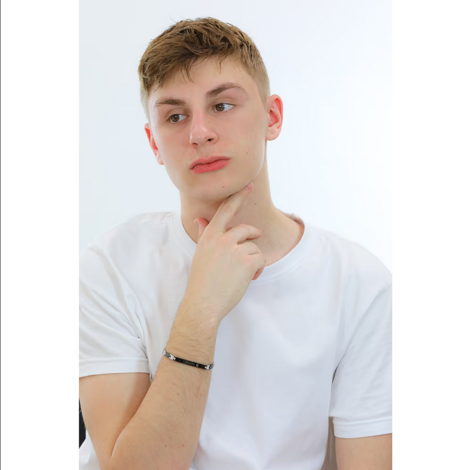 BRACCIALE UOMO MASERATI JM521ATY10 ACCIAIO DIAMANTI 22 ARGENTO ORIGINALE AI 2023