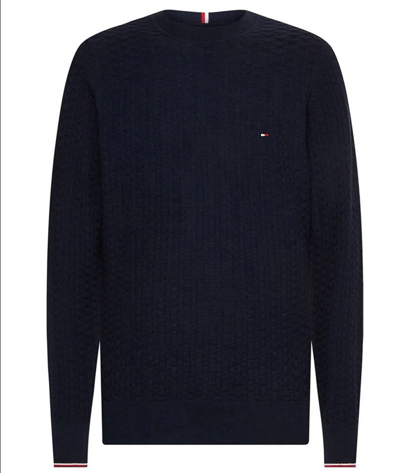 MAGLIA MAGLIONE UOMO TOMMY HILFIGER MW0MW28111 COTONE BLU ORIGINALE AI 2023