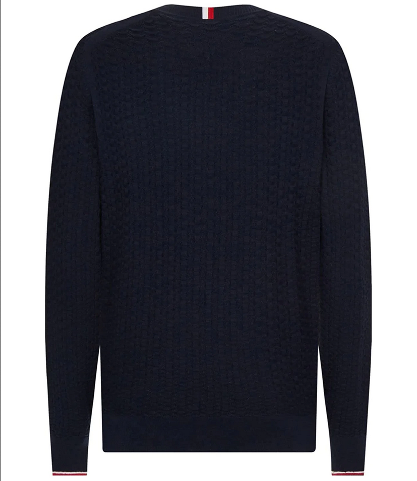 MAGLIA MAGLIONE UOMO TOMMY HILFIGER MW0MW28111 COTONE BLU ORIGINALE AI 2023