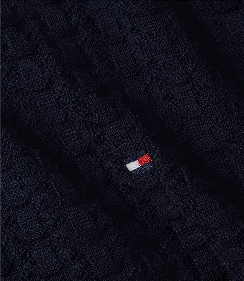 MAGLIA MAGLIONE UOMO TOMMY HILFIGER MW0MW28111 COTONE BLU ORIGINALE AI 2023