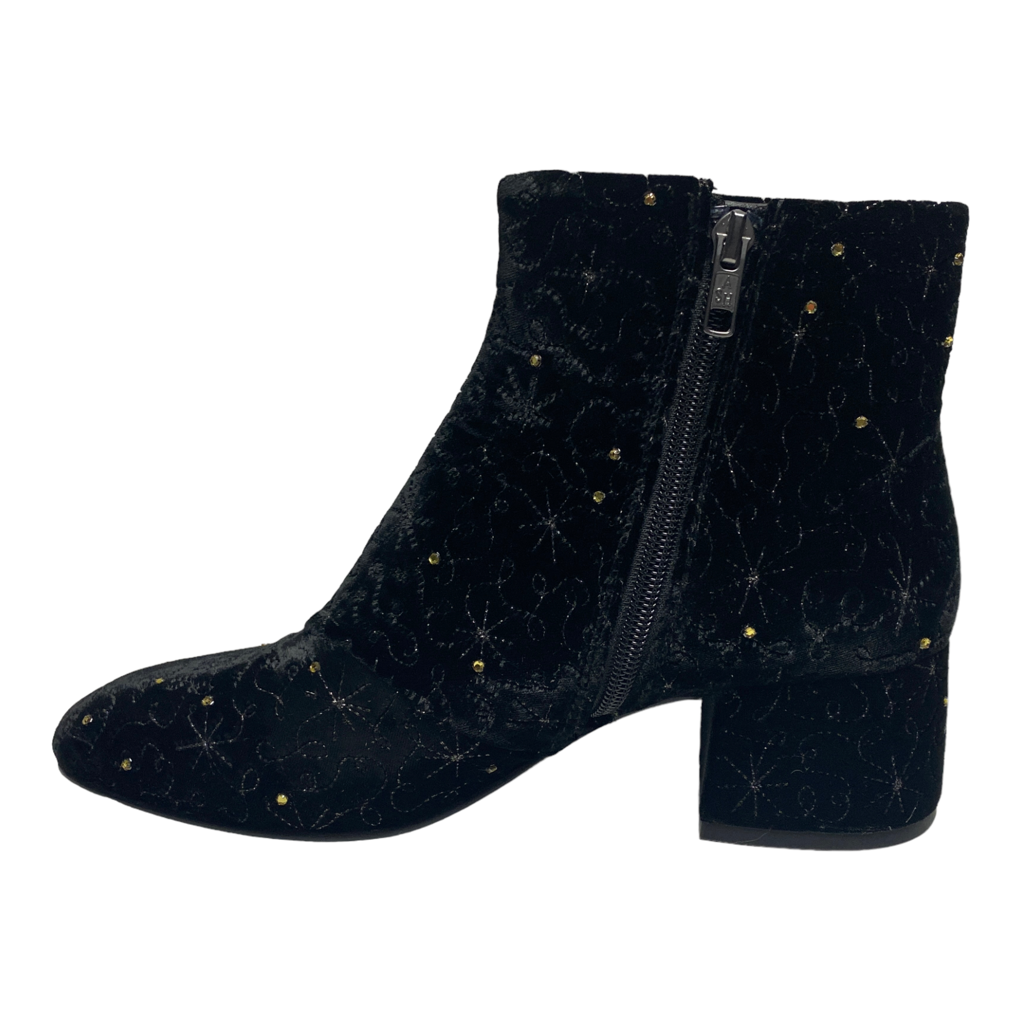 SCARPE TRONCHETTO DONNA ASH DIAMOND BIS 121287 VELLUTO NERO ORIGINALE AI
