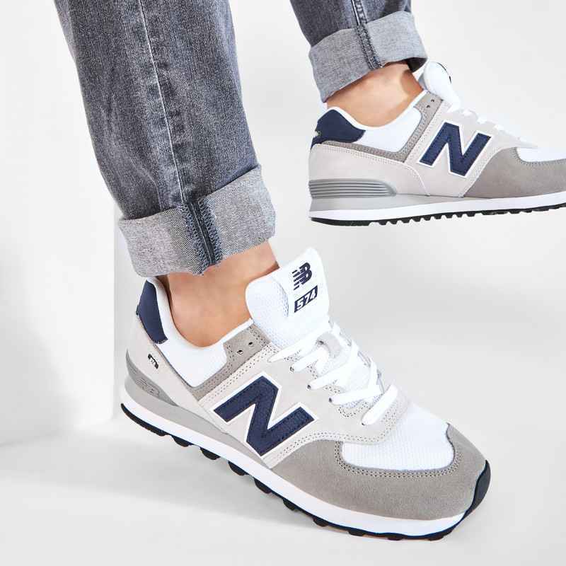 SCARPE SNEAKERS UOMO NEW BALANCE ML574EAG PELLE GRIGIO ORIGINALE AI 2023