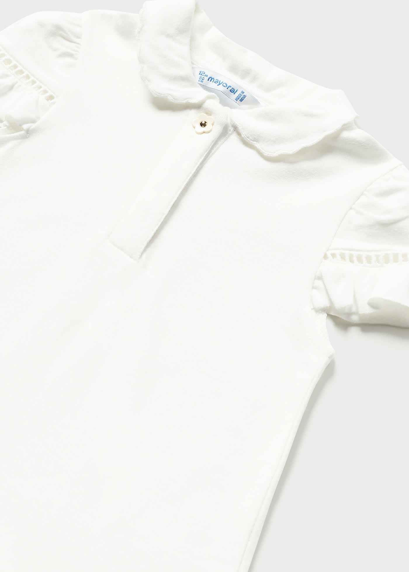 MAGLIA POLO T SHIRT NEONATA MAYORAL 1191 COTONE BIANCO ORIGINALE PE 2023