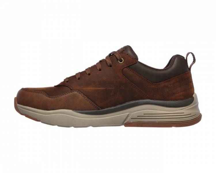 SCARPE CASUAL UOMO SKECHERS BENAGO HOMBR 210021 PELLE MARRONE ORIGINALE AI 2023