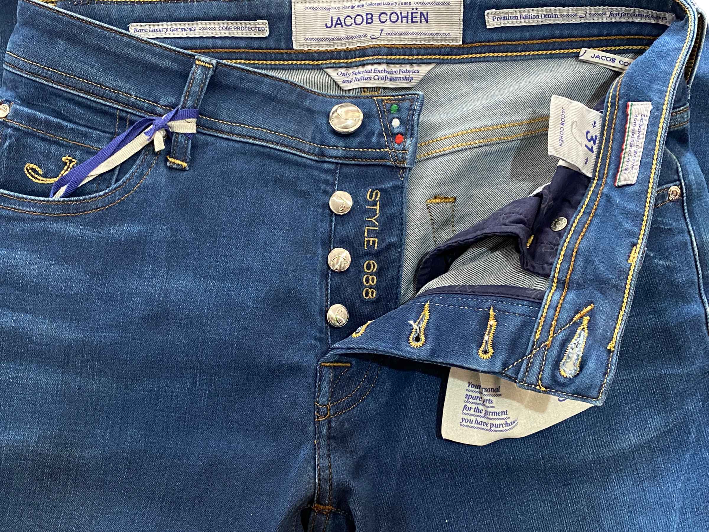 PANTALONE JEANS UOMO JACOB COHEN J688 01849W3 5301 COTONE BLU ORIGINALE AI