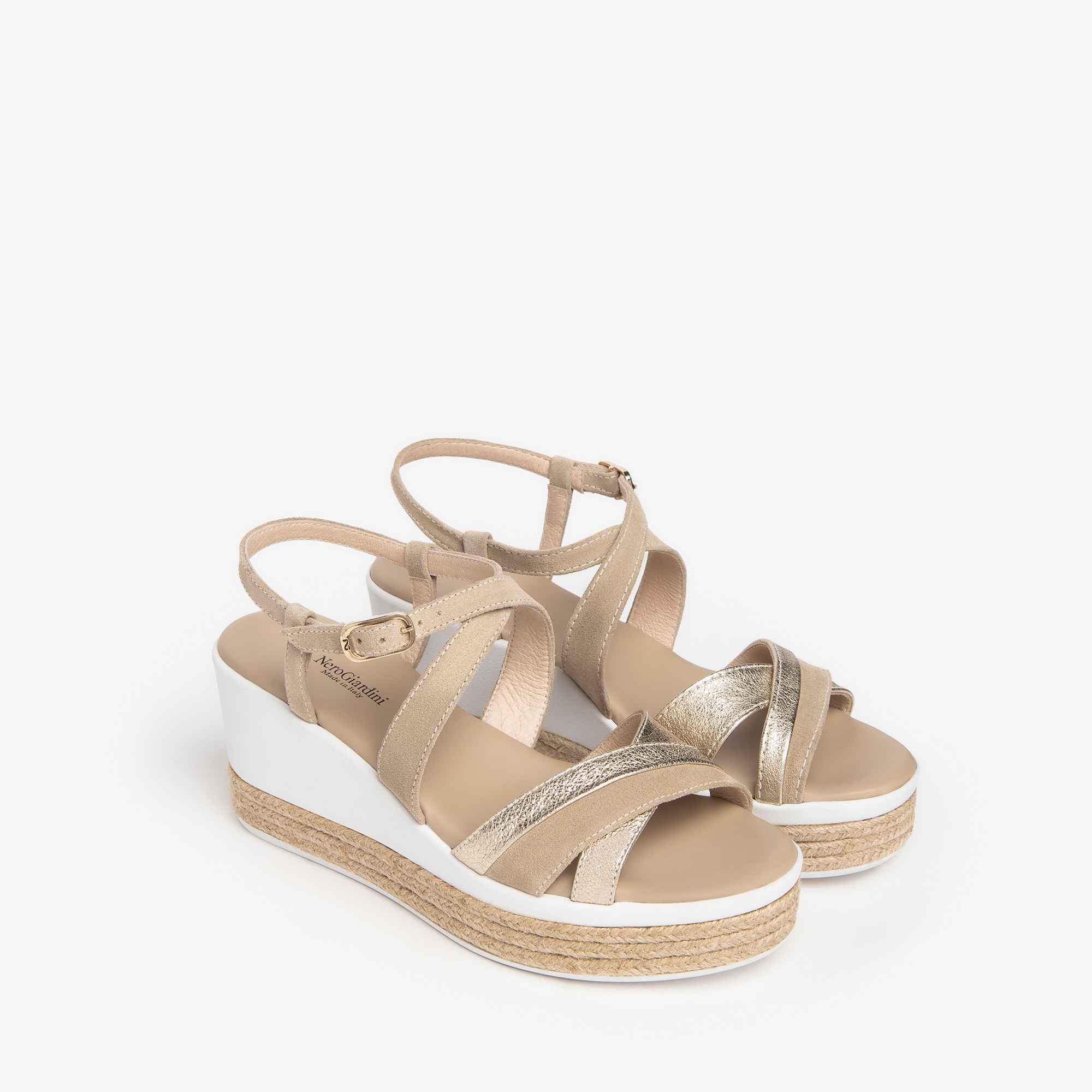 SCARPE SANDALI SANDALO DONNA NERO GIARDINI E307710D PELLE BEIGE ORIGINAL PE 2023