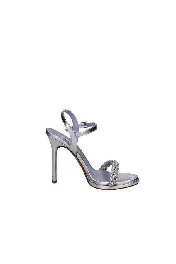 SCARPE SANDALO DECOLTE CERIMONIA TACCO DONNA ALBANO 3258 ARGENTO ORIGINAL PE2023