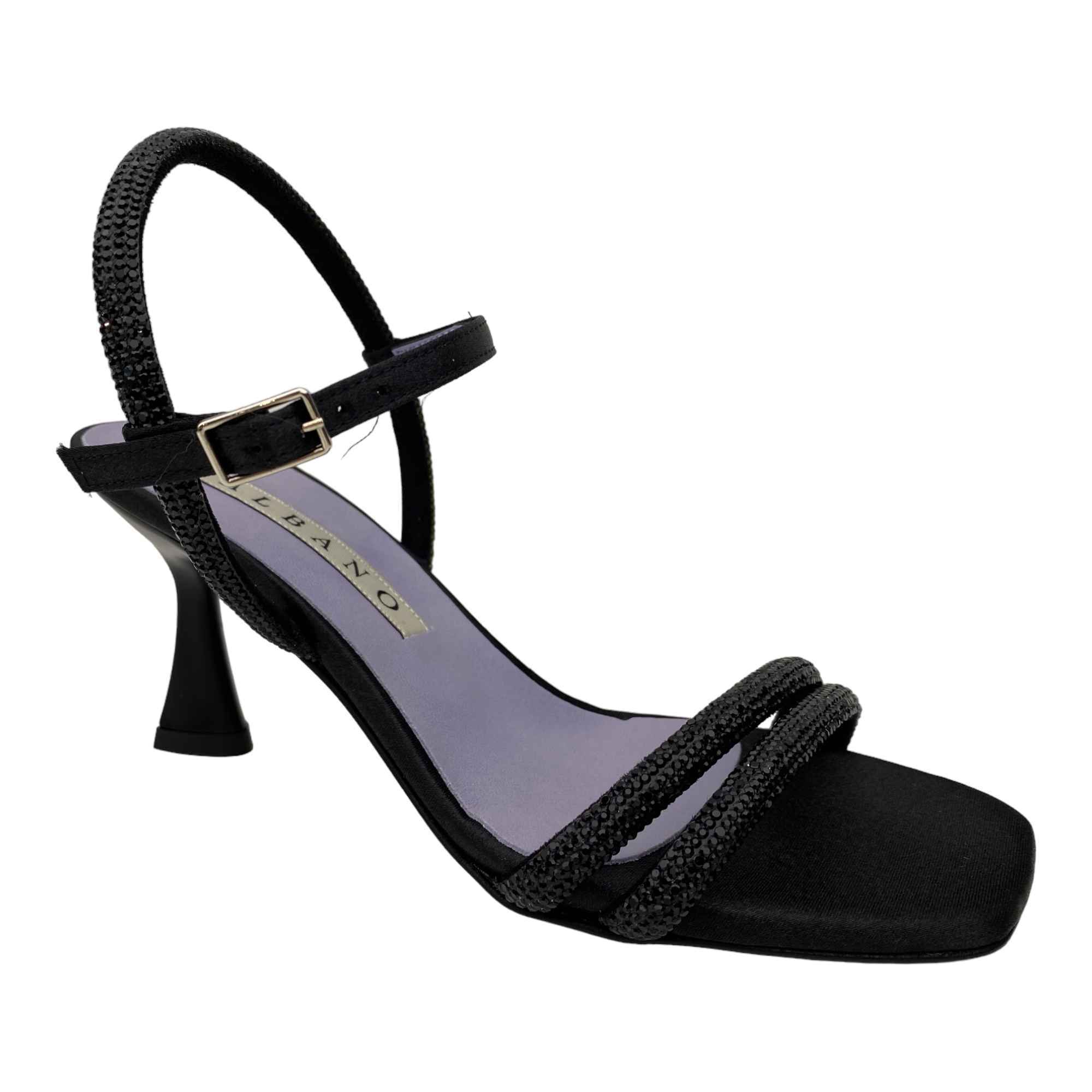 SCARPE SANDALI DECOLTE TACCO DONNA ALBANO 3318 RASO NERO ORIGINALE PE 2023