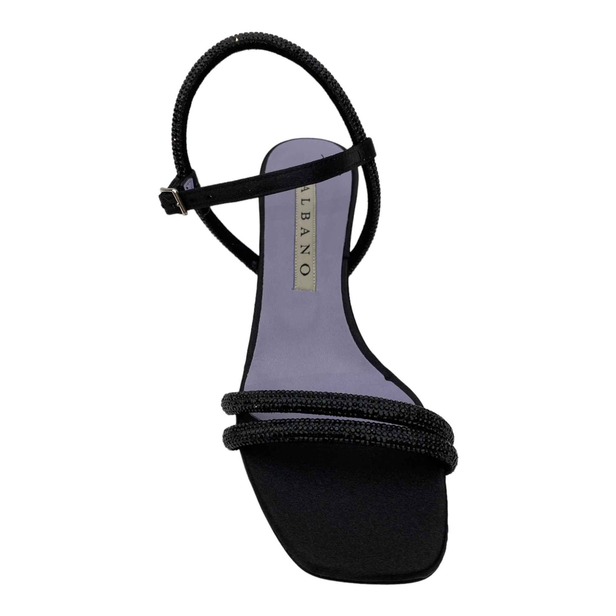 SCARPE SANDALI DECOLTE TACCO DONNA ALBANO 3318 RASO NERO ORIGINALE PE 2023