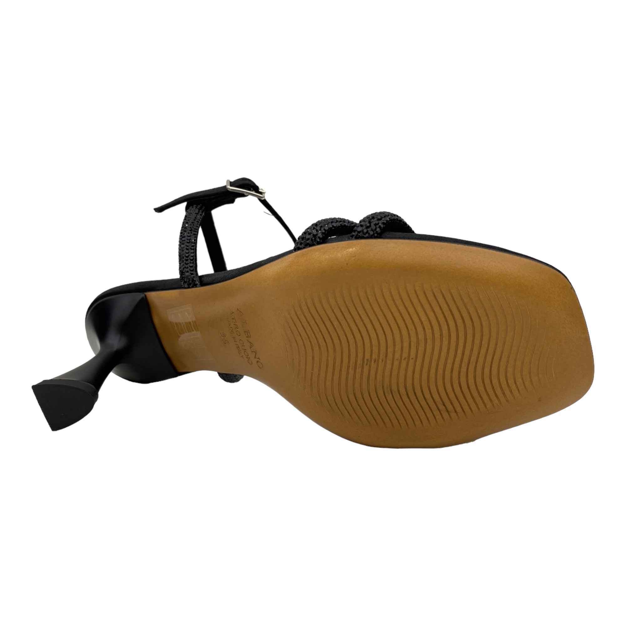 SCARPE SANDALI DECOLTE TACCO DONNA ALBANO 3318 RASO NERO ORIGINALE PE 2023