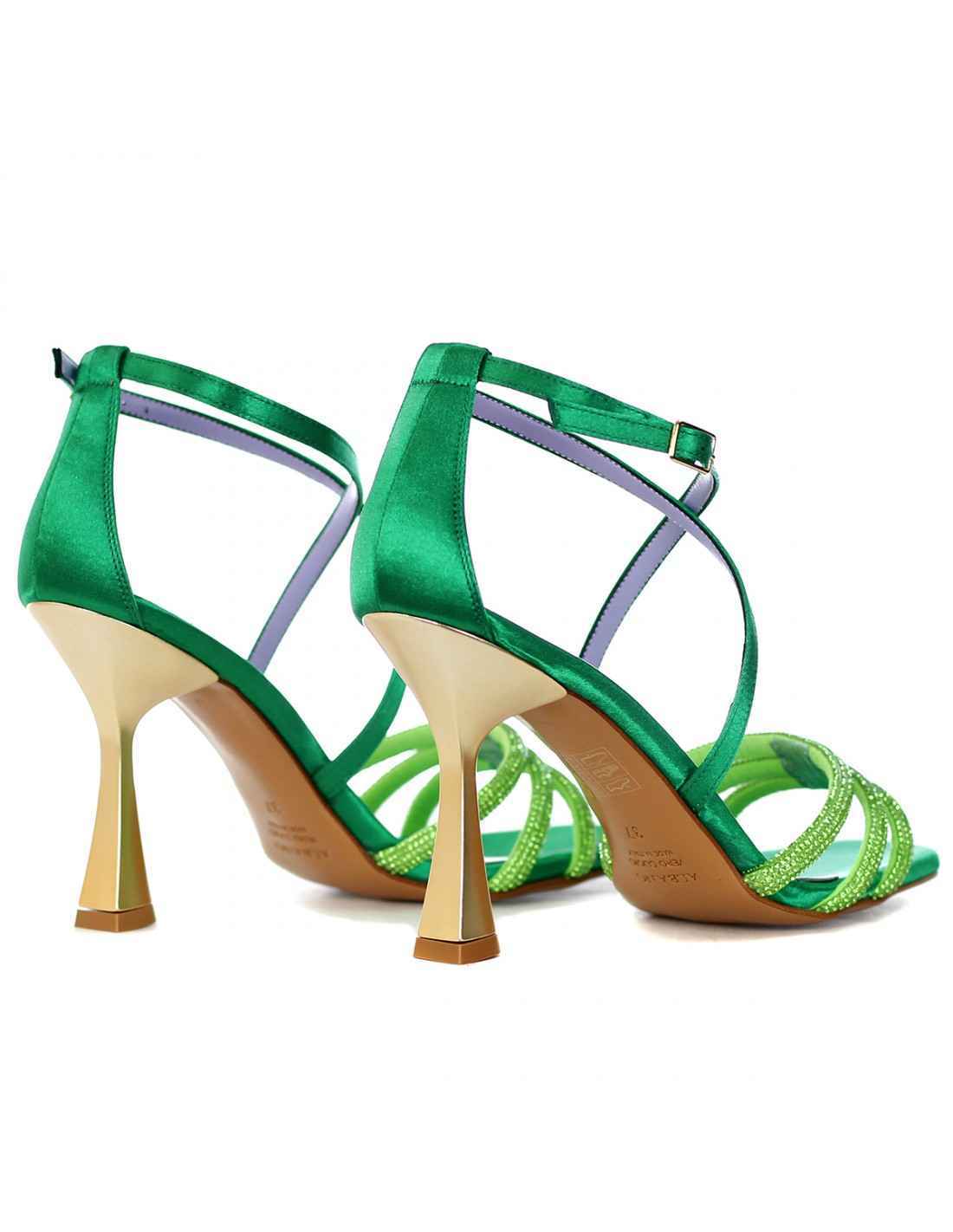 SCARPE SANDALO TACCO DONNA ALBANO 3216 RASO VERDE ORIGINALE PE 2023