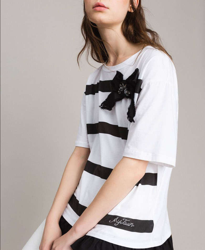 MAGLIA T SHIRT MAGLIE DONNA MY TWIN TWINSET 191MP206C COTONE BIANCO ORIGINALE PE