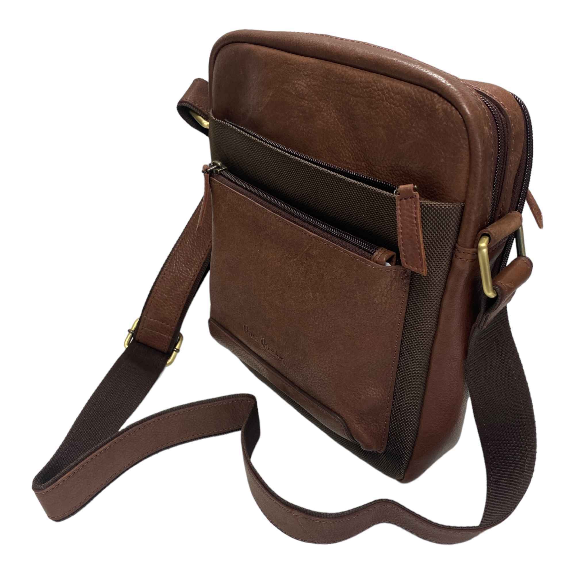 BORSA BORSELLO TRACOLLA UOMO PIERRE CARDIN 28006 PELLE MORO ORIGINALE