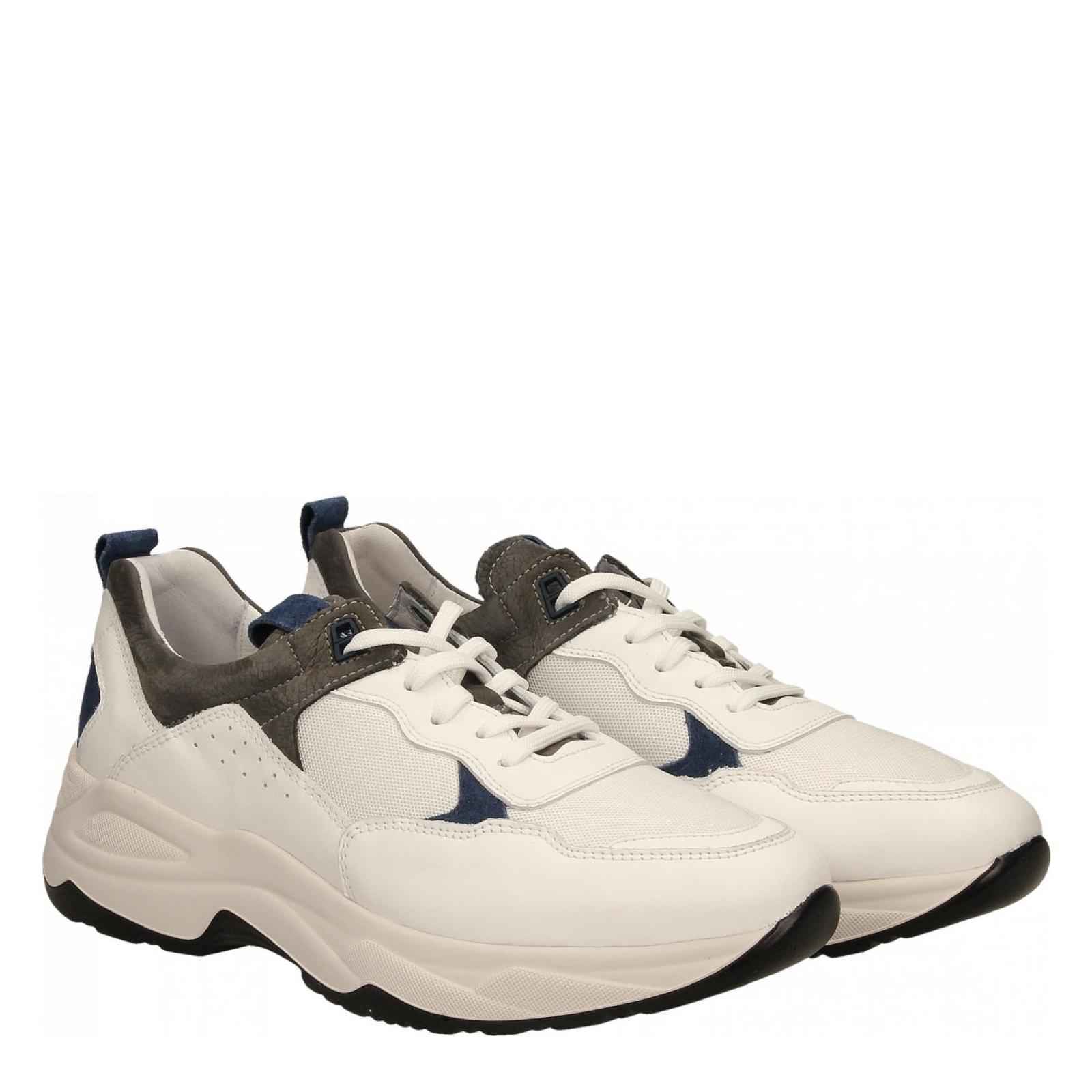 SCARPE SNEAKERS UOMO NERO GIARDINI E001510U PELLE 707 BIANCO ORIGINALE PE