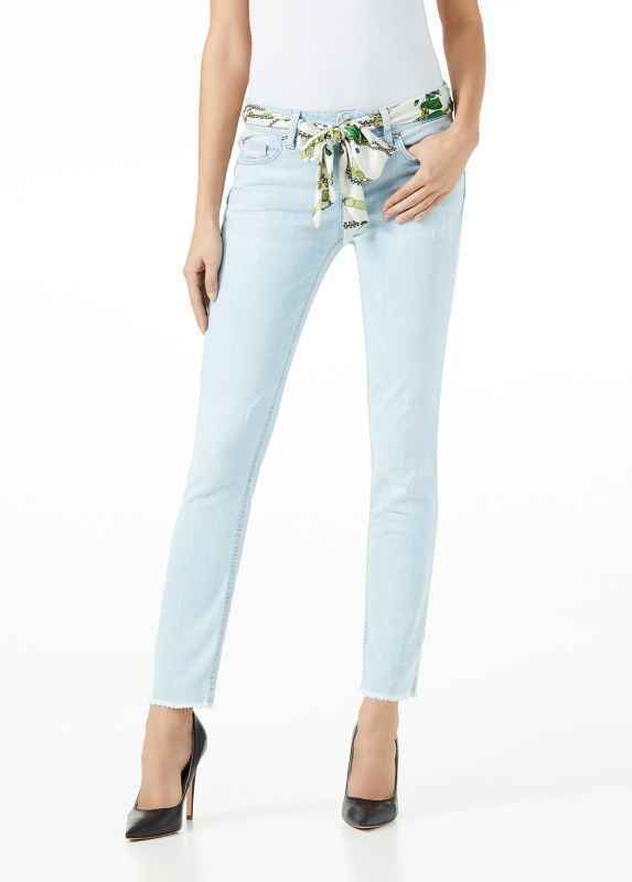 PANTALONE PANTALONI JEANS DONNA LIU JO U19050 D3149 COTONE BLU ORIGINALE PE