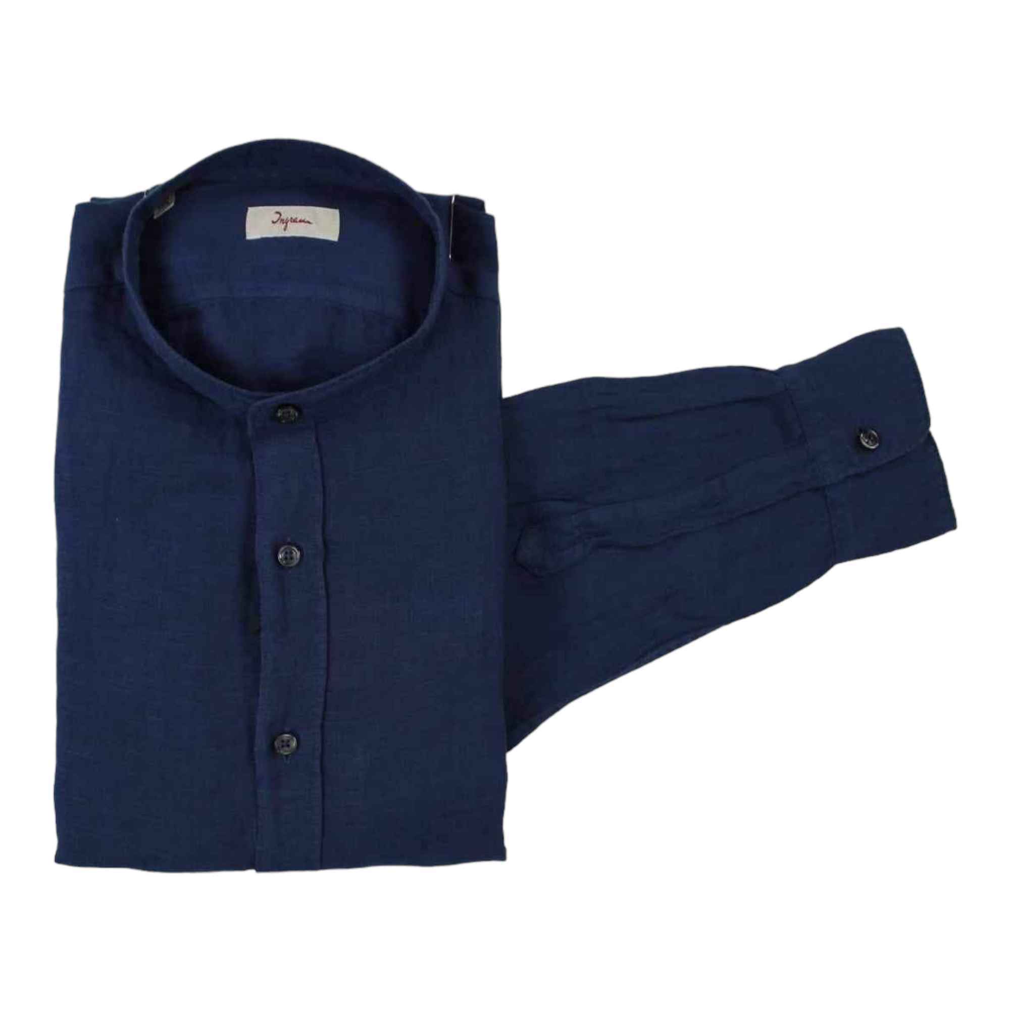 CAMICIA CAMICIE UOMO INGRAM 5M094 LINO BLU ORIGINALE PE 2024