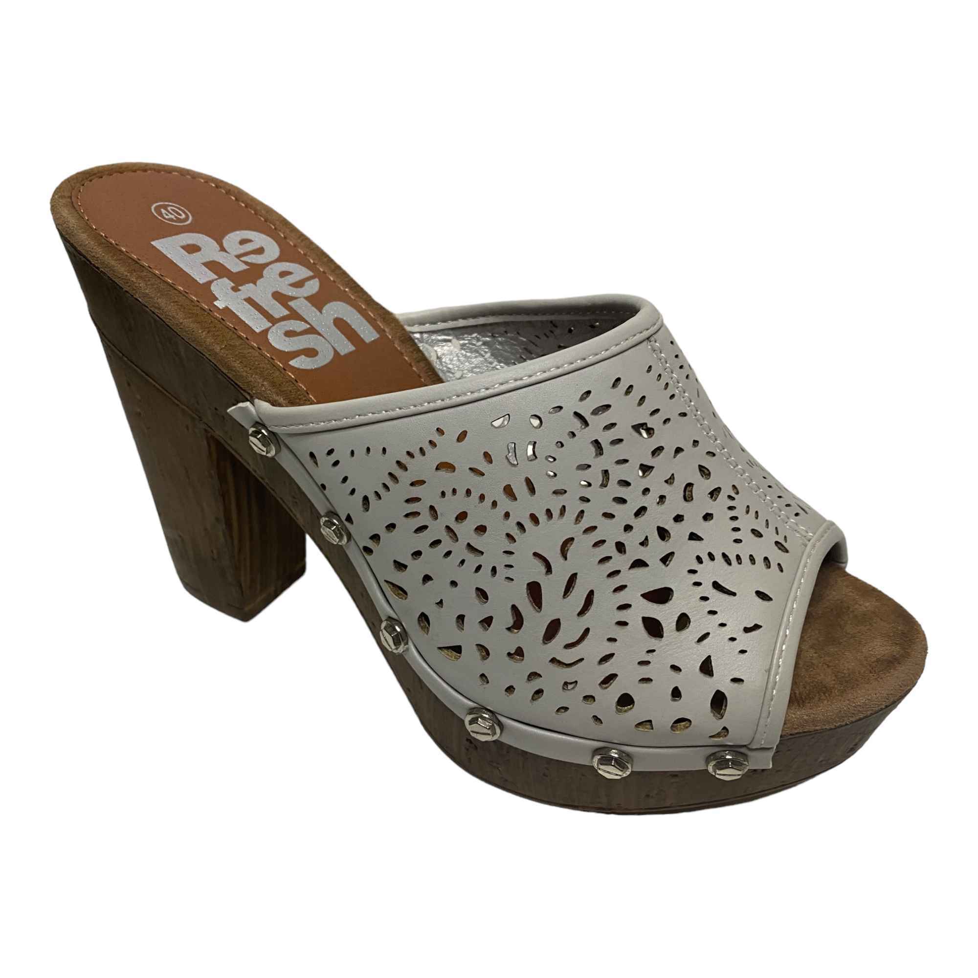 SCARPE SANDALO SANDALI TACCO DONNA REFRESH 63391 PELLE GRIGIO ORIGINALE PE