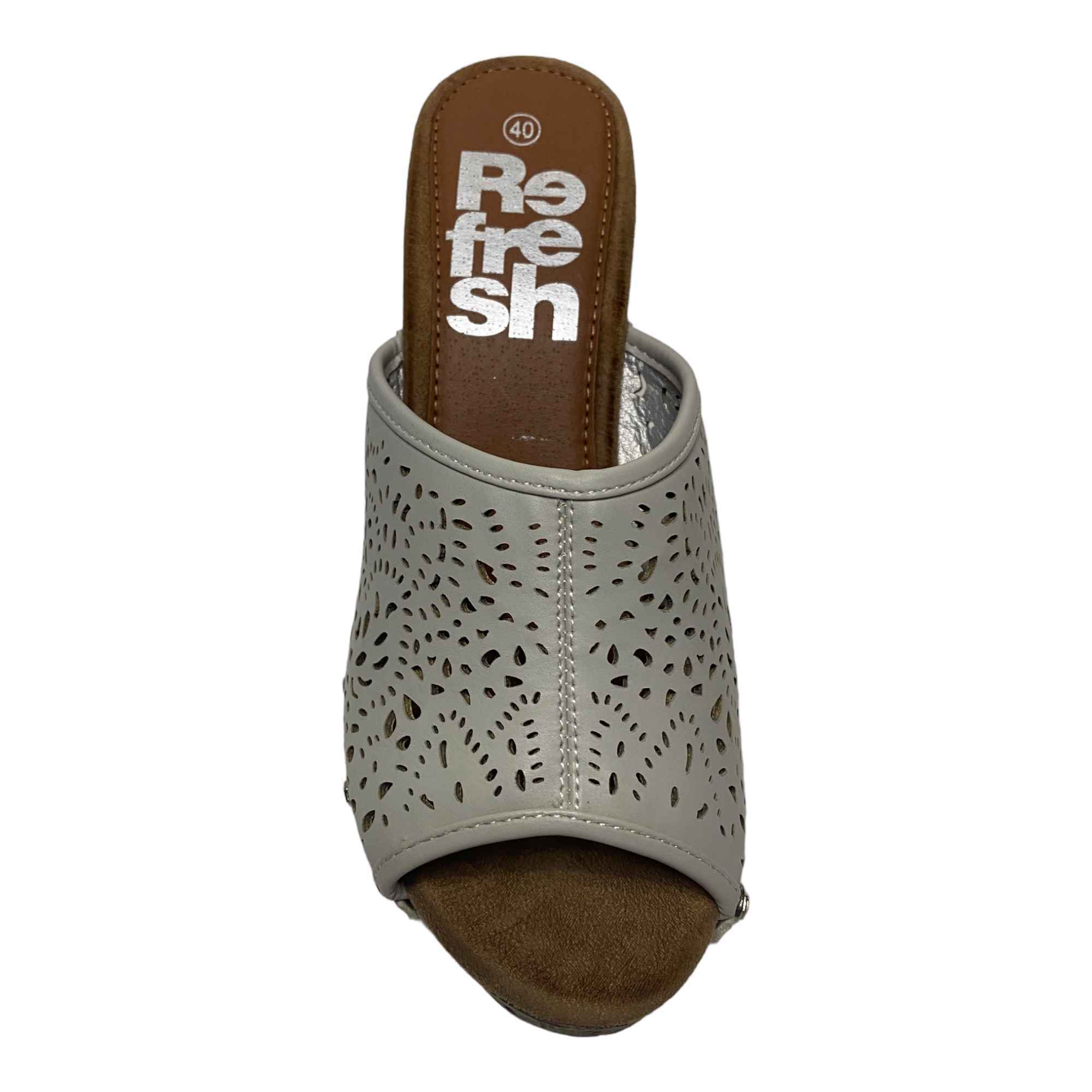 SCARPE SANDALO SANDALI TACCO DONNA REFRESH 63391 PELLE GRIGIO ORIGINALE PE