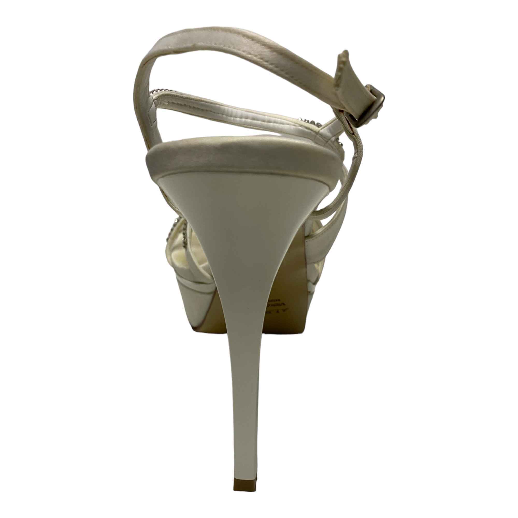 SCARPE SANDALI DECOLTE TACCO DONNA ALBANO CAM99 RASO BIANCO ORIGINALE PE