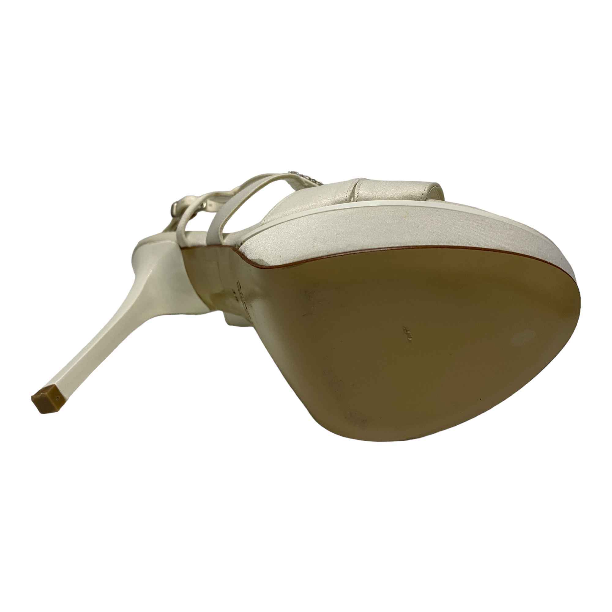 SCARPE SANDALI DECOLTE TACCO DONNA ALBANO CAM99 RASO BIANCO ORIGINALE PE