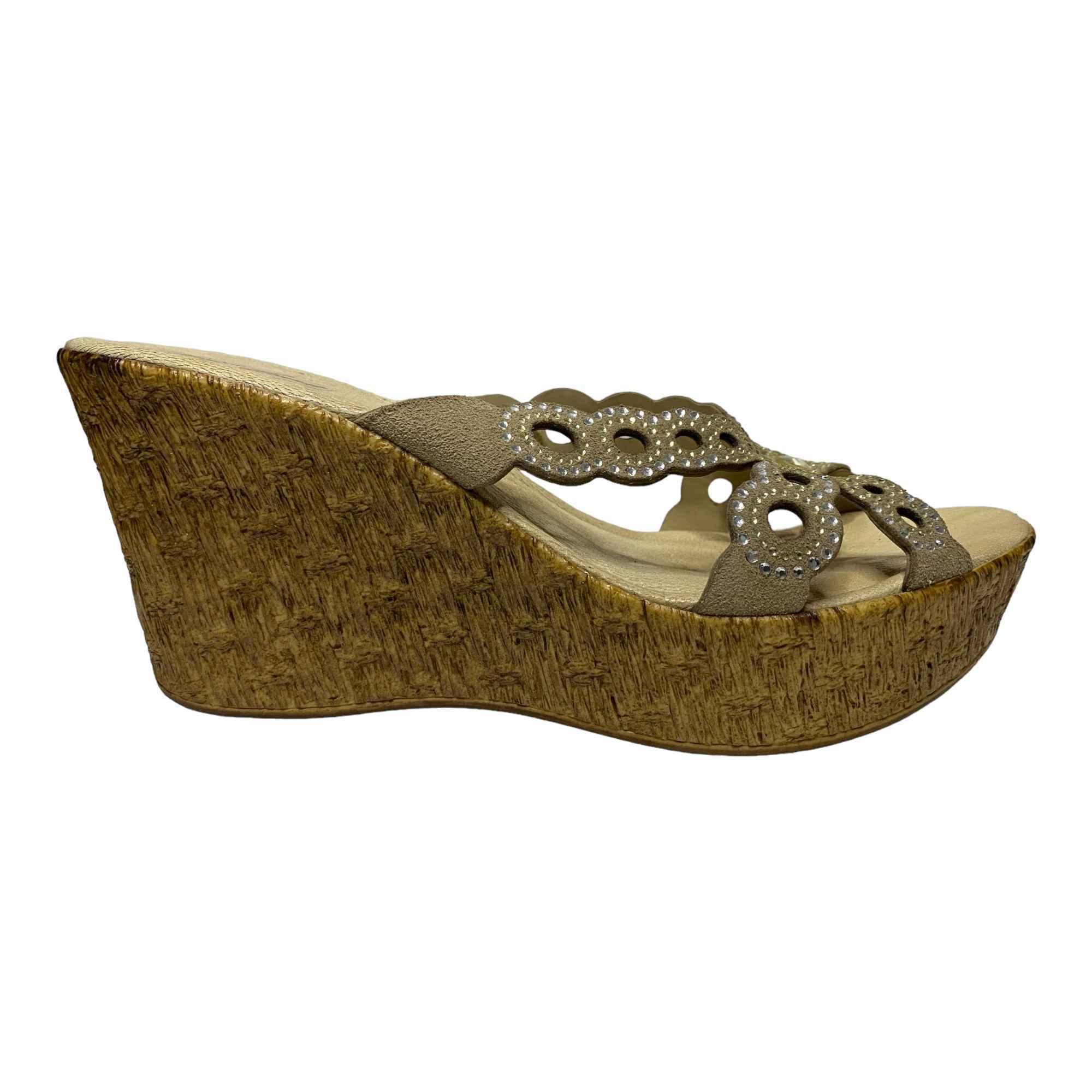 SCARPE CIABATTE SANDALI ZEPPA DONNA FASCINO 21128 PELLE BEIGE ORIGINALE PE