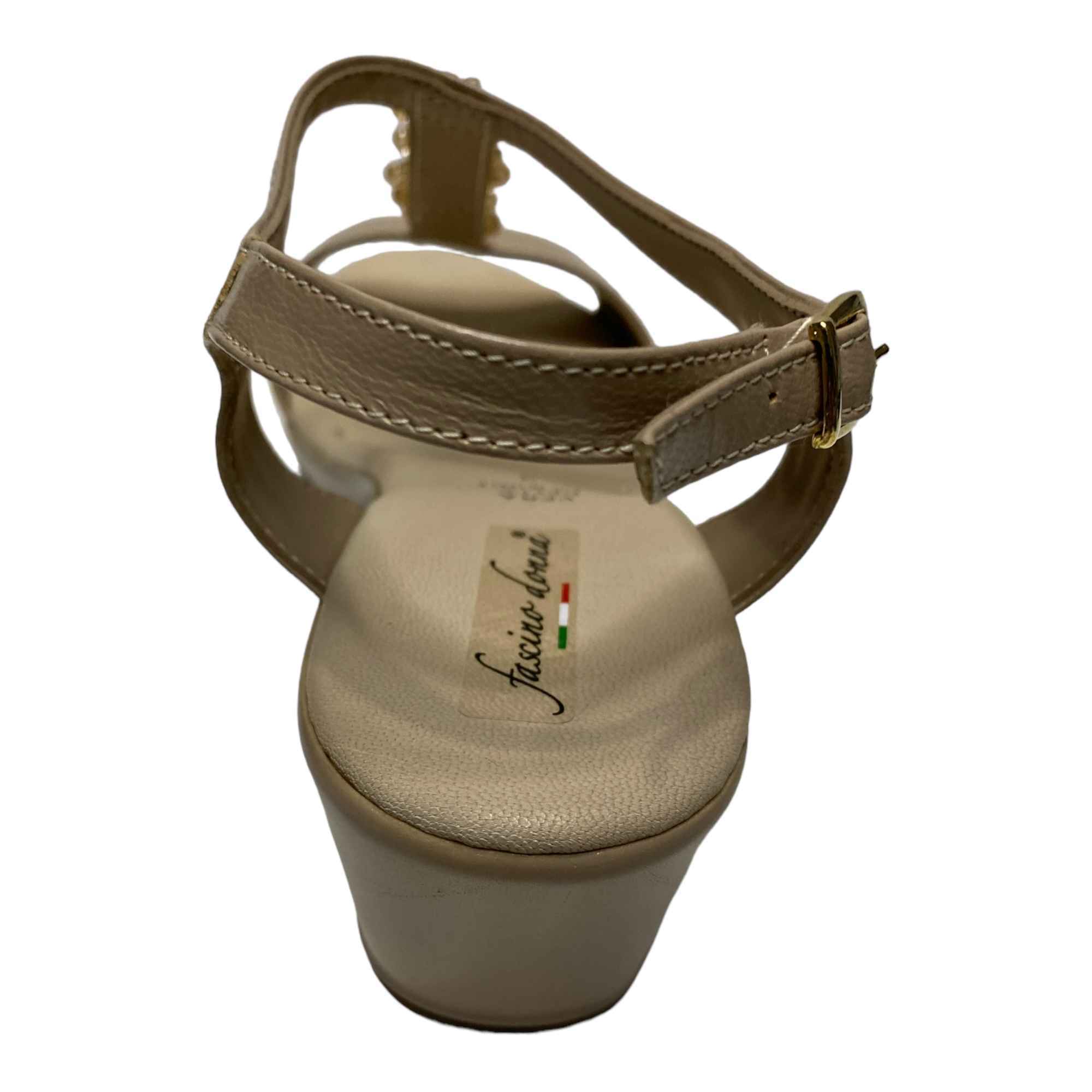 SCARPE SANDALO SANDALI ZEPPA DONNA FASCINO 12273 PELLE BEIGE ORIGINALE PE