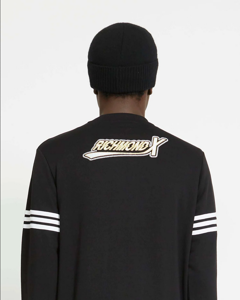 MAGLIA FELPA FELPE UOMO RICHMOND X UMA23120FE COTONE NERO ORIGINALE AI 2024