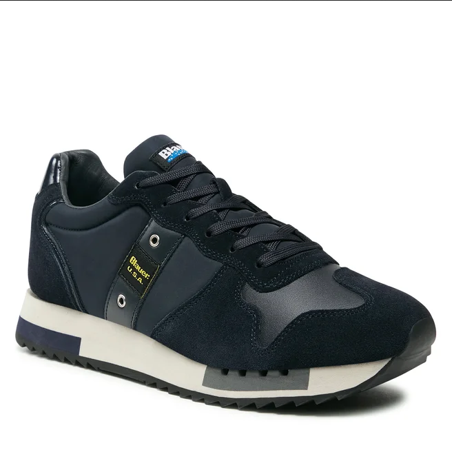 SCARPE SNEAKERS UOMO BLAUER QUEENS 01 F2QUEENS01 PELLE BLU ORIGINALE AI