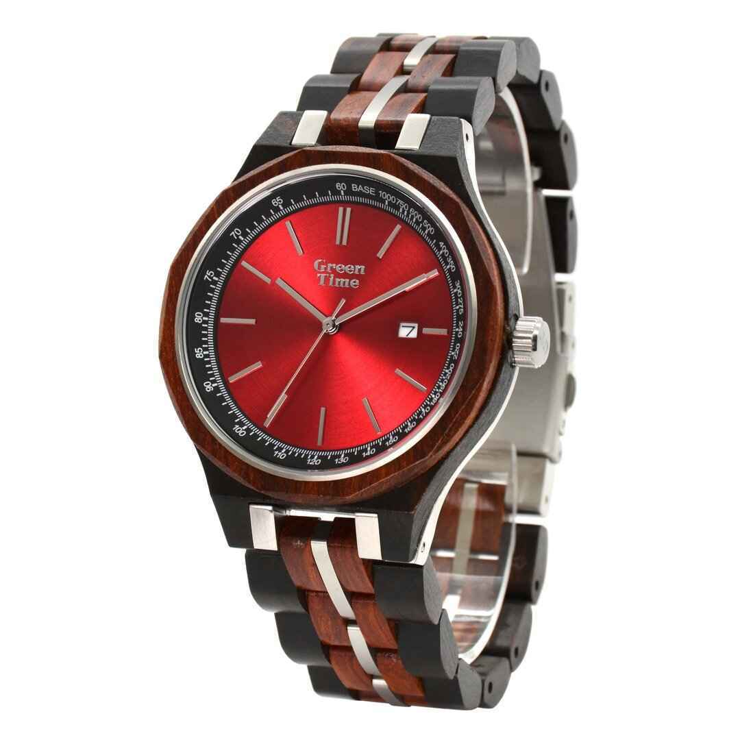 OROLOGIO QUARZO TEMPO UOMO GREEN TIME ZW166B 43 LEGNO ROSSO ORIGINALE AI 2024