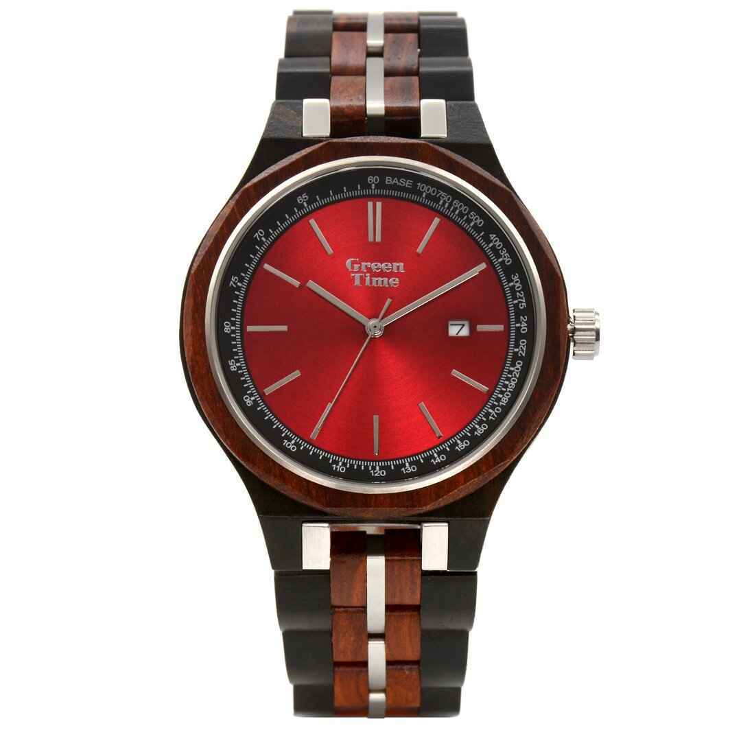 OROLOGIO QUARZO TEMPO UOMO GREEN TIME ZW166B 43 LEGNO ROSSO ORIGINALE AI 2024